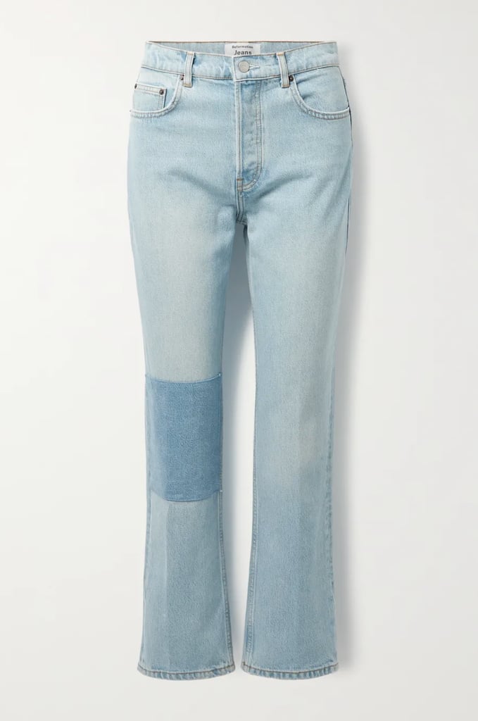 Reformation + Net Sustain Cynthia Patchwork High-Rise Straight-Leg Jeans