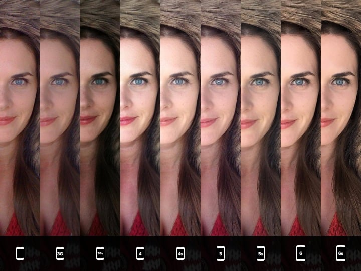 Notice that in this photo the last image, which shows the iPhone 6S photo, Bettany's face looks like what you'd imagine it'd be like in real life.