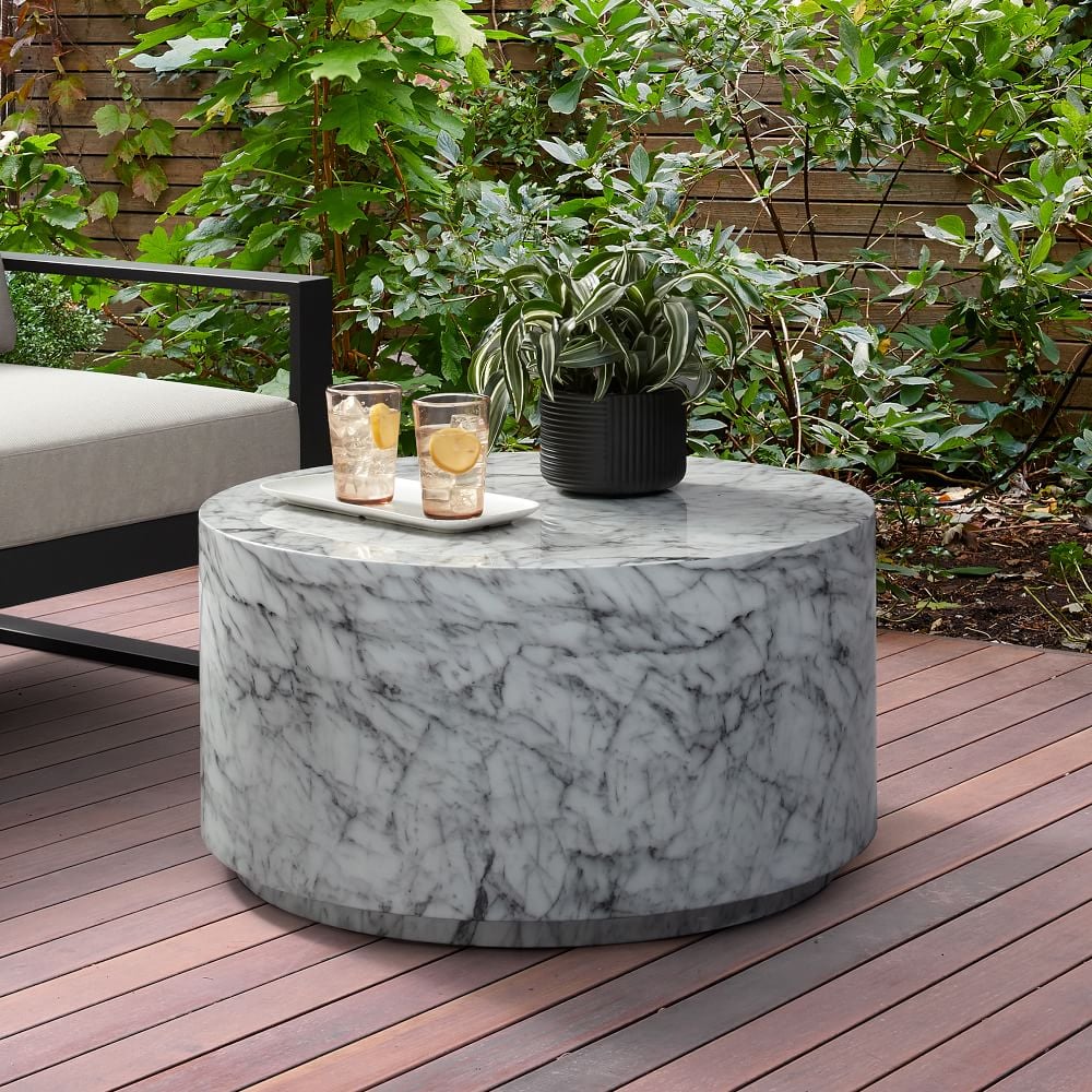 West Elm Marbled Drum Outdoor Coffee Table