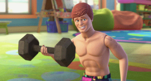 When you feel bad that Ken's workout is futile, as he will never gain any more muscle definition.
