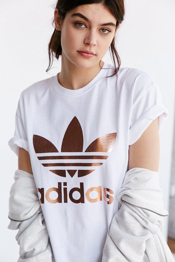 adidas Rose Gold Double Logo Tee | It's OK Freak Out Because This Fitness-Themed Gift Guide Entirely Rose Gold | Fitness Photo 5