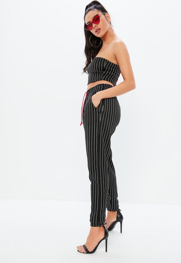 Madison Beer x Missguided Black Pinstripe Set