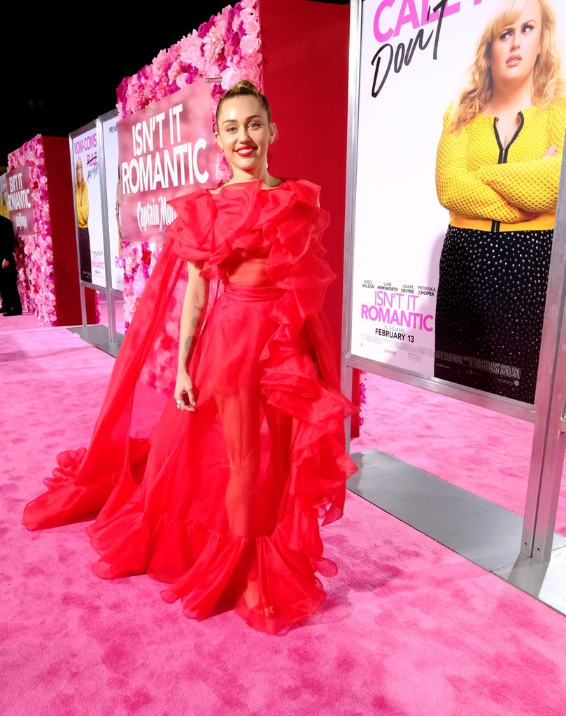 Miley Cyrus's Red Dress at Isn't It Romantic Premiere | POPSUGAR