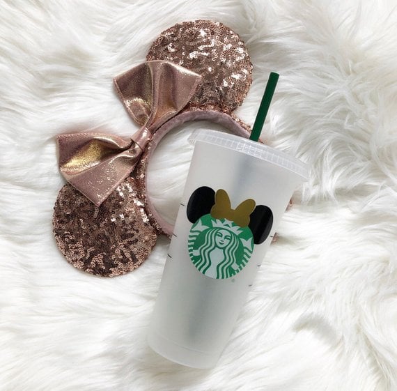 Minnie Mouse Ears Personalized Iced Coffee Cup
