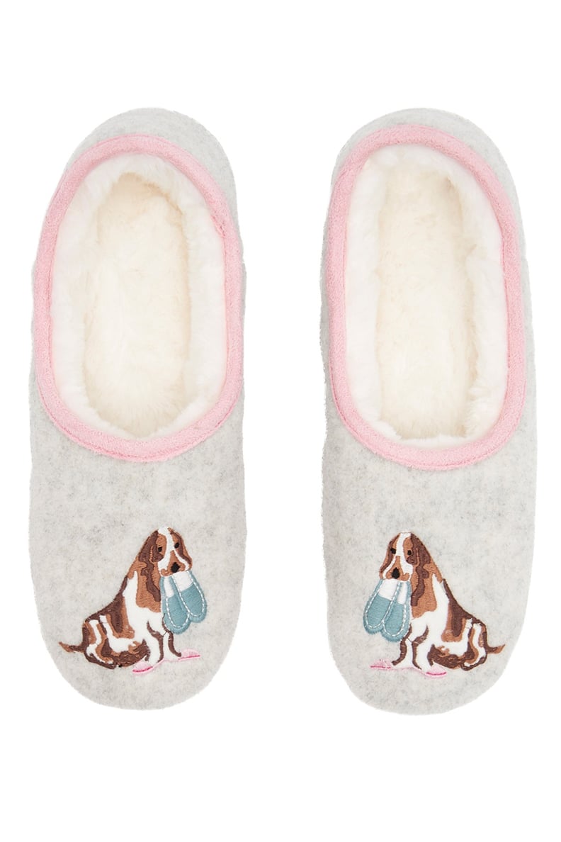 Joules Slippet Felt Faux Fur Lined Mule Slippers