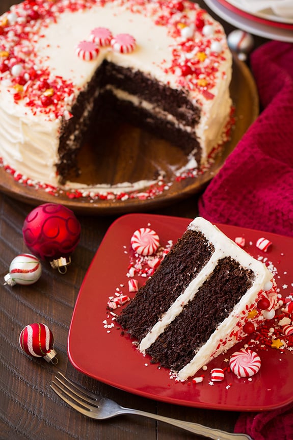 Peppermint Chocolate Cake With Candy Cane Buttercream