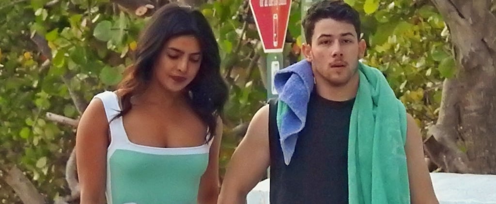 Priyanka Chopra Blue Dress Miami With Nick Jonas