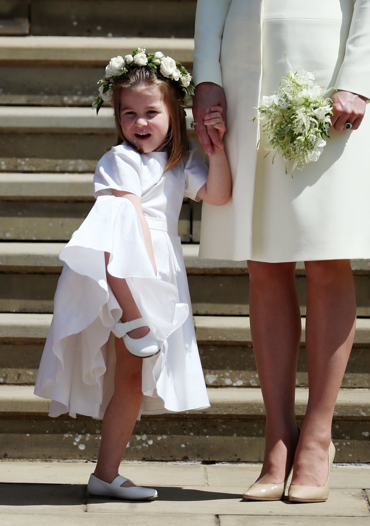 Princess Charlotte did a few yoga stretches in front of St. George's Chapel.