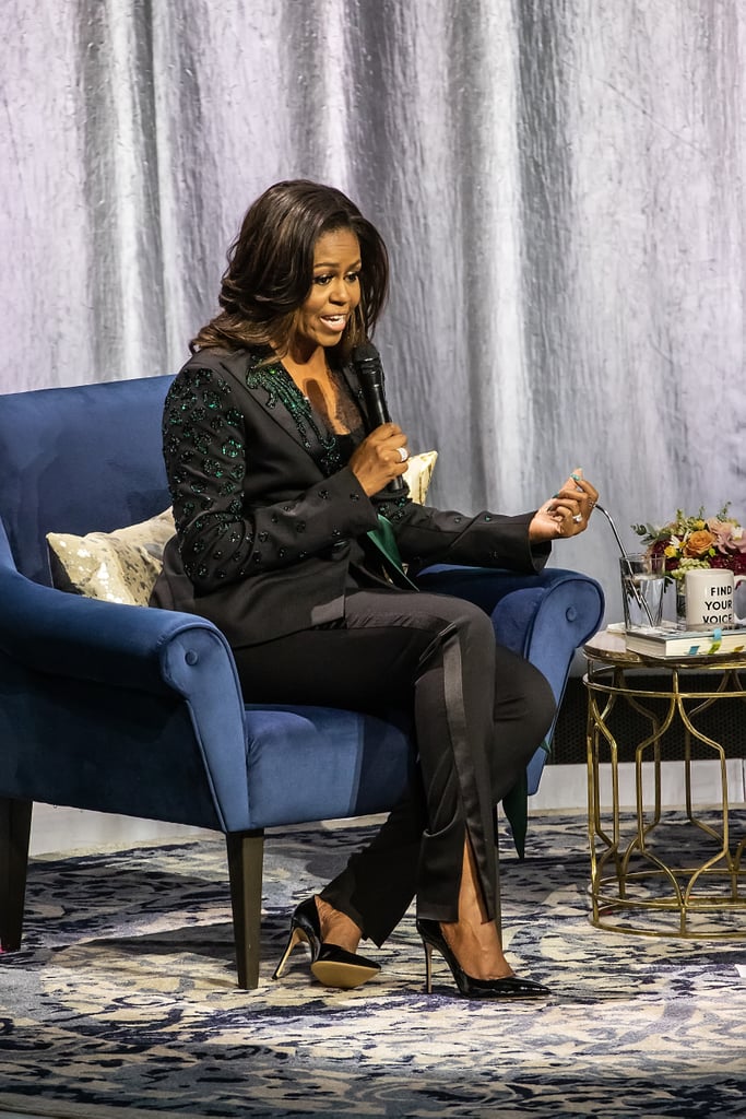 Michelle Obama Black Suit by Dundas on Becoming Tour