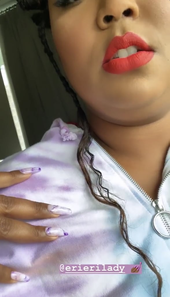 Lizzo's Purple Marble Nail Art