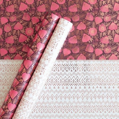 Minted Patterned Gift Wrap Magenta/White
