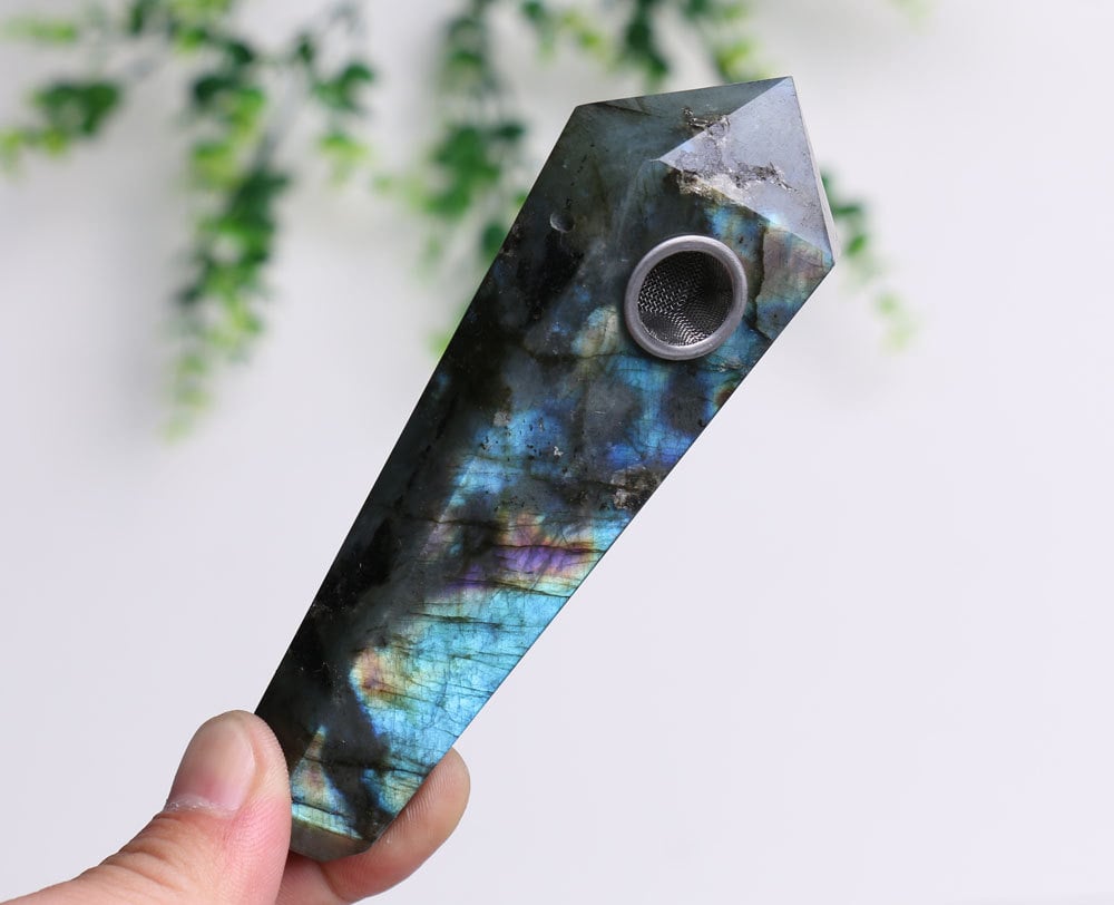 Natural Labradorite Crystal Pipe ($37)