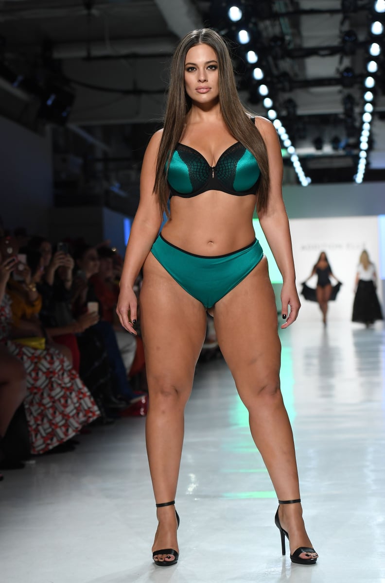 Ashley Walked the Addition Elle Runway in Turquoise Lingerie From Her Own Collection