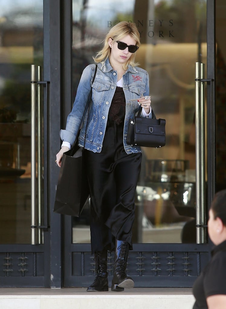 Emma Roberts Stepped Out in a Black Dress and Black Boots