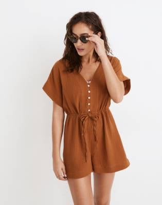 Madewell Gauze Cover-Up Drawstring Romper