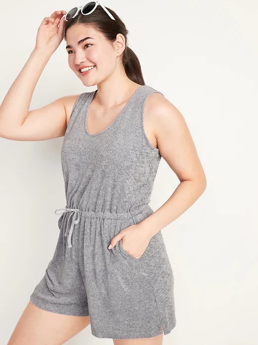 Womens sleeveless terry romper sales