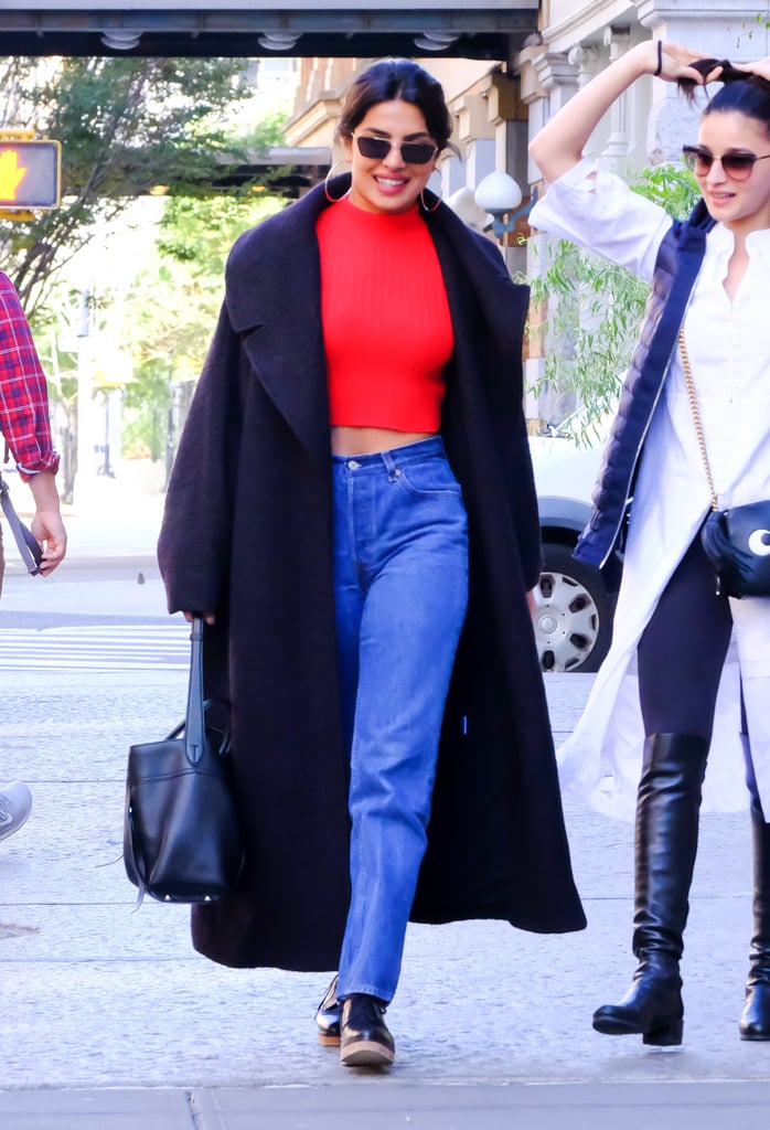 Priyanka Chopra's Red Crop Top and Jeans | POPSUGAR Fashion