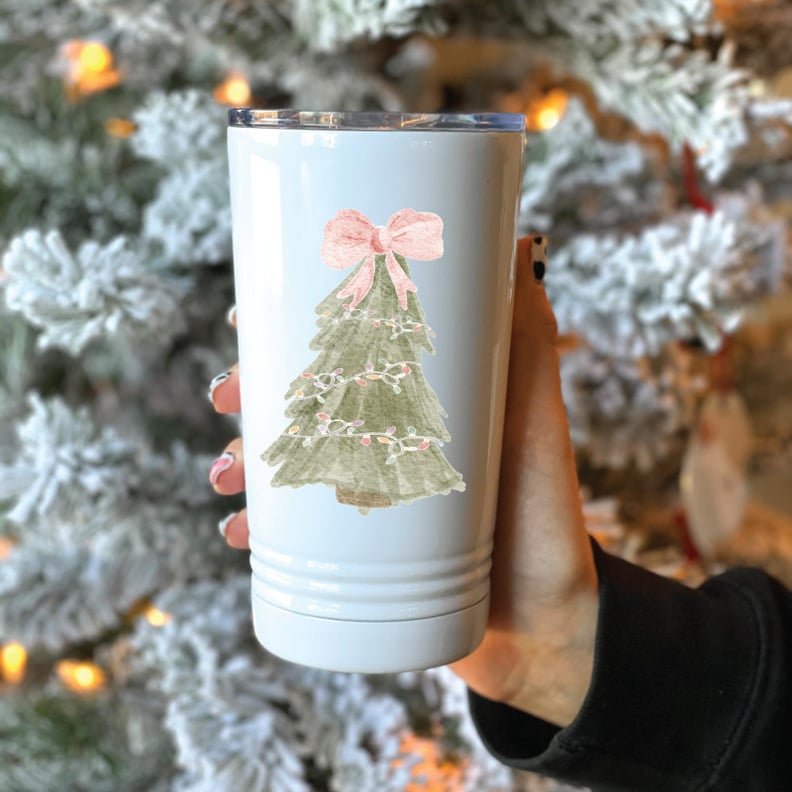 Christmas 40 Oz Tumbler With Handle, Red or Green Tumbler, Christmas Trees,  Insulated Tumbler With Handle and Straw, Christmas Gift for Her 