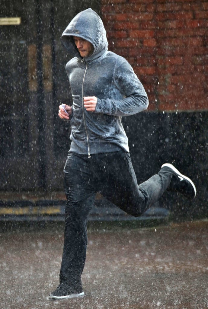 Jamie Dornan Running in Rain | Fifty Shades of Grey Photos