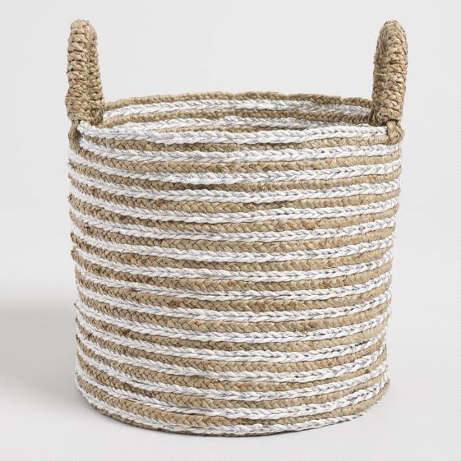 Medium Natural Seagrass Haven Basket with Lurex