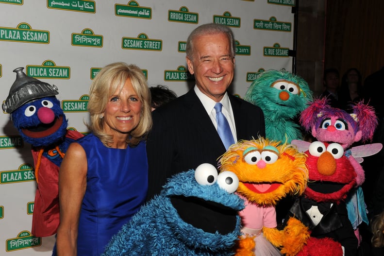 His smile rivals these Sesame Street characters'.