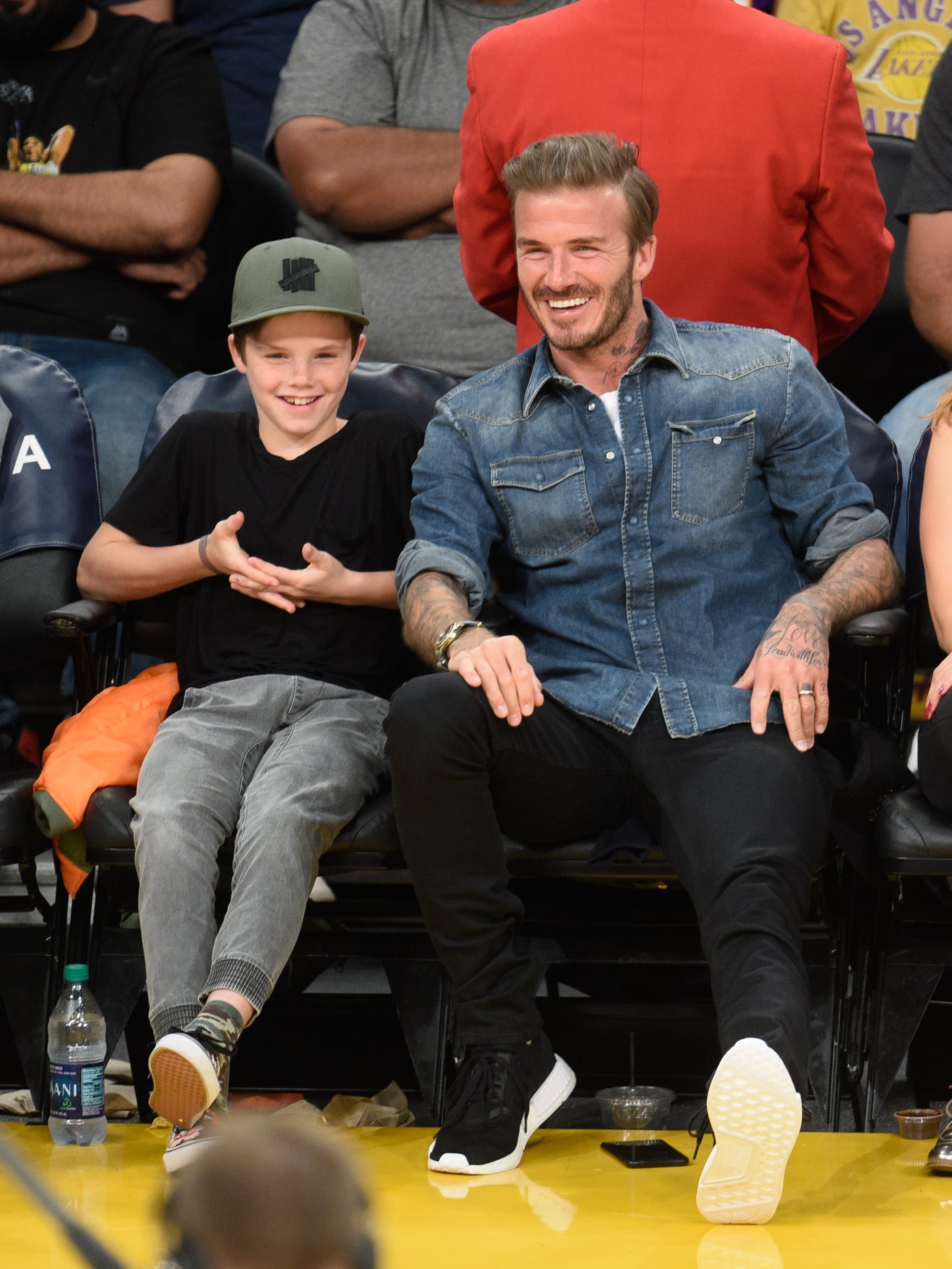 David Beckham With Sons At Lakers Game April 16 Popsugar Celebrity