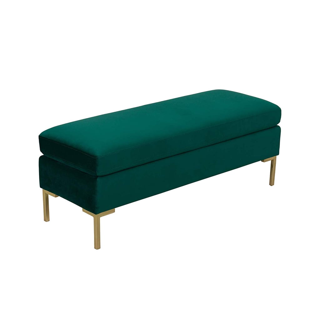 HomePop Bedford Large Velvet Decorative Bench with Pillow Top