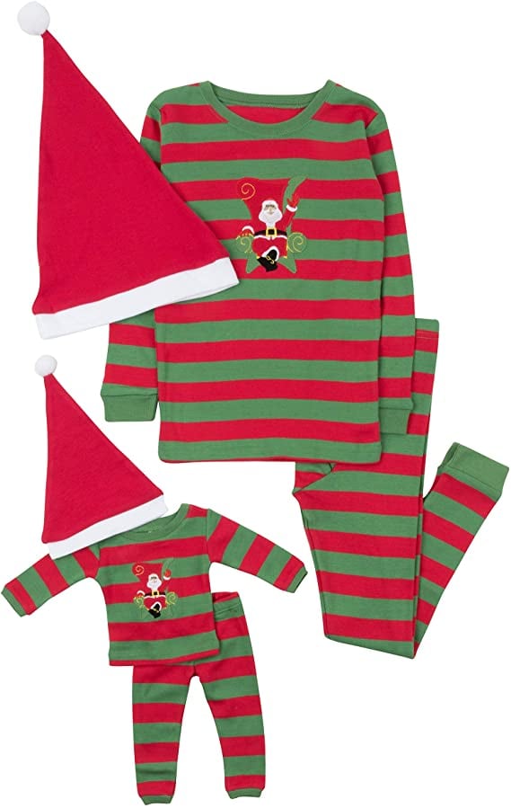 HYCLES Christmas Pajamas for Kids Girls Holiday Long Sleeve Sleepwear Santa Cotton Pajamas Sets for 2-12T Boys/Toddler Pjs 