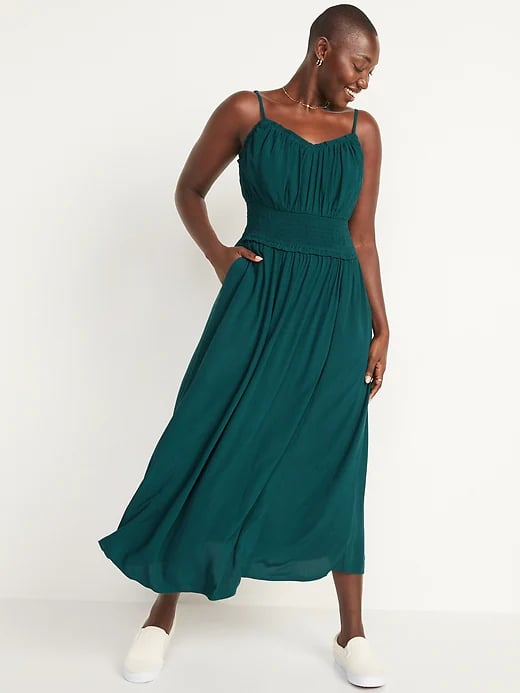 Old Navy Smocked-Waist Fit and Flare Cami Midi Dress