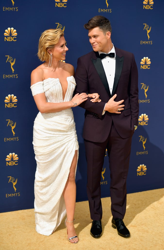 Scarlett Johansson and Colin Jost at the 2018 Emmys