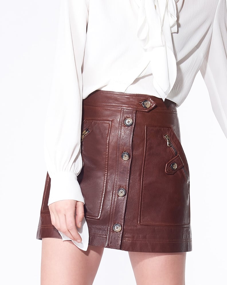 Veronica Beard Monroe Leather Cargo Skirt