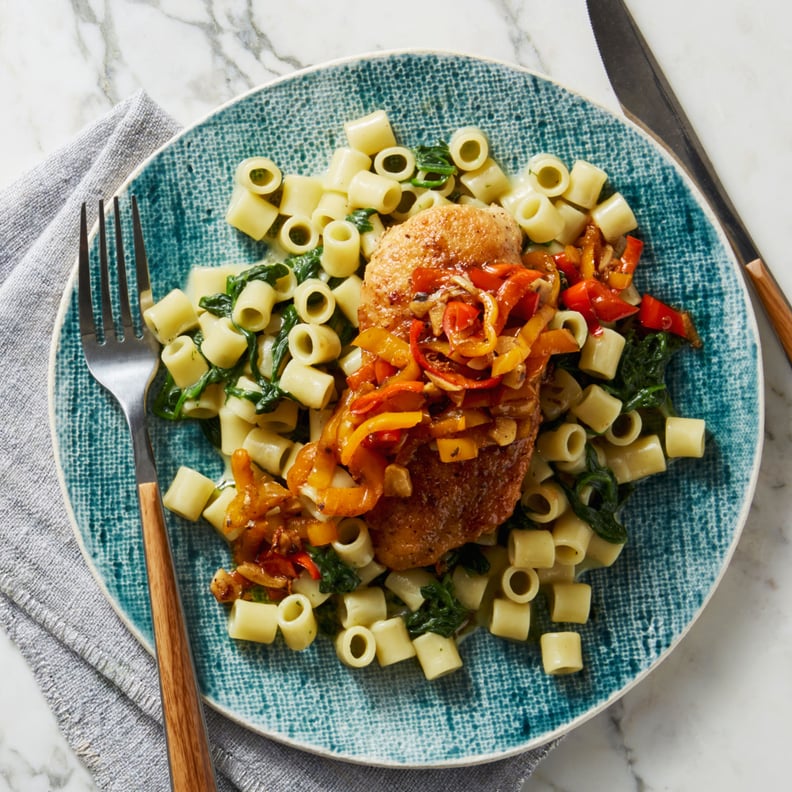 Sweet Pepper Chicken With Ditali Pasta and Spinach