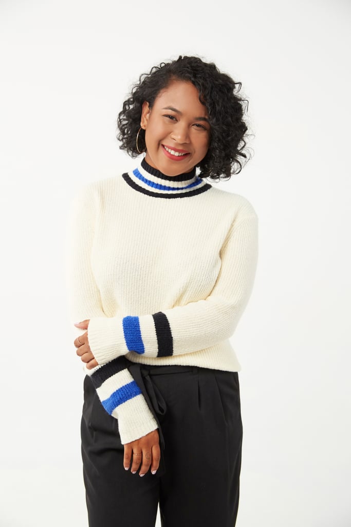 POPSUGAR at Kohl's Striped Mockneck Sweater in Pristine