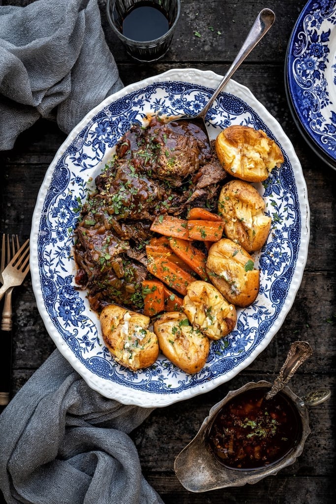 Beef Brisket With Smashed Potatoes and Carrots