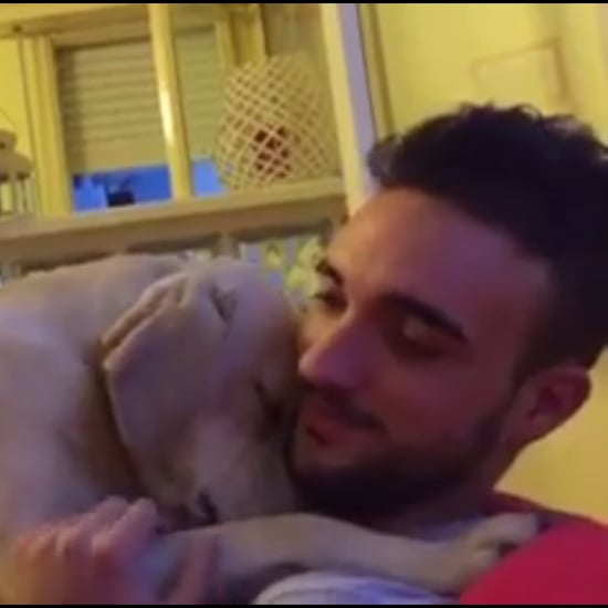 Dog Hugs His Owner