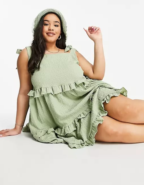 ASOS Design Curve Textured Ruffle Swing Mini Sundress