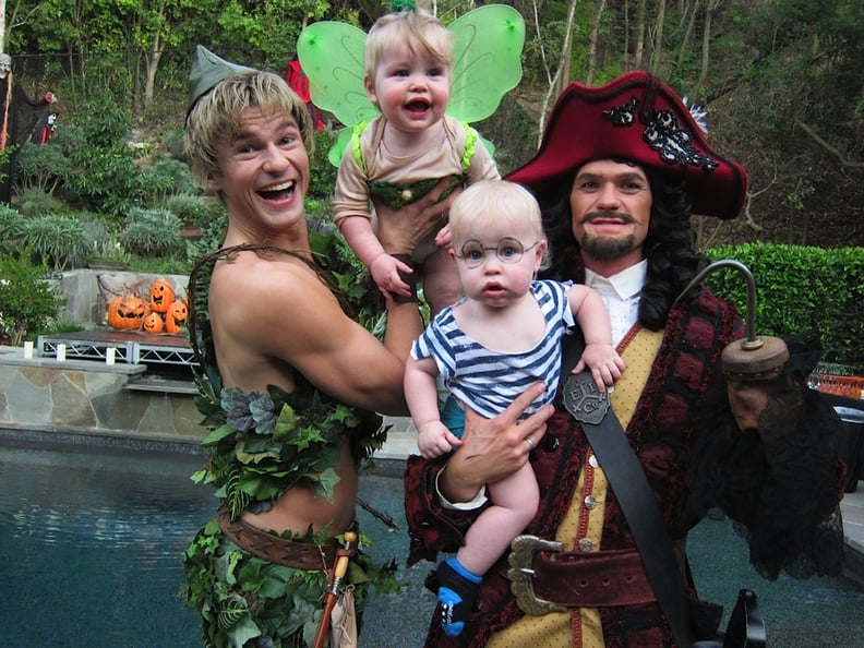 Neil Patrick Harris and His Family as Peter Pan, Captain Hook, Tinker Bell, and Mr. Smee