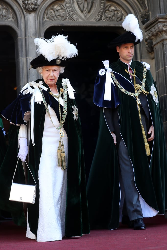 Prince William and Queen Elizabeth wore matching robes to the Thistle Service in 2018.