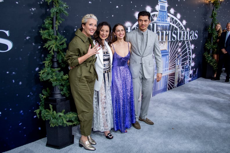 Emma Thompson, Michelle Yeoh, Emilia Clarke, and Henry Golding at the Last Christmas Premiere