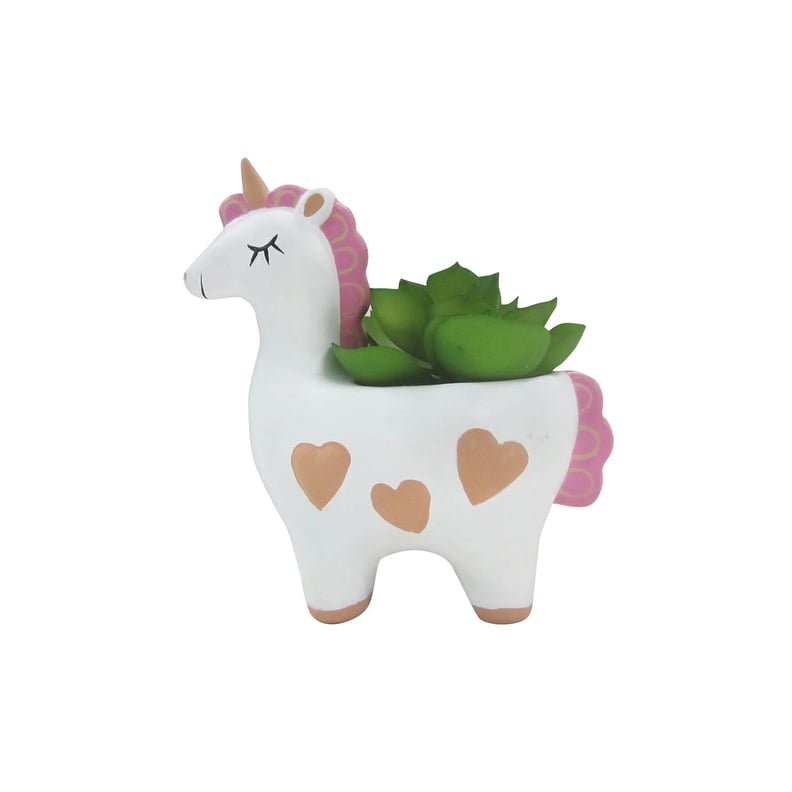 Valentine's Day Mini Terracotta Planter with Faux Succulent Unicorn