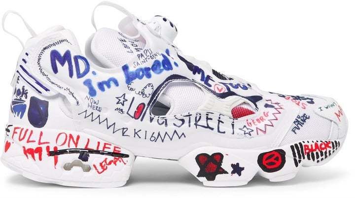 The graffiti on the Vetements + Reebok Instapump Fury Printed Neoprene and Canvas Sneakers ($760) is literally all over the place.