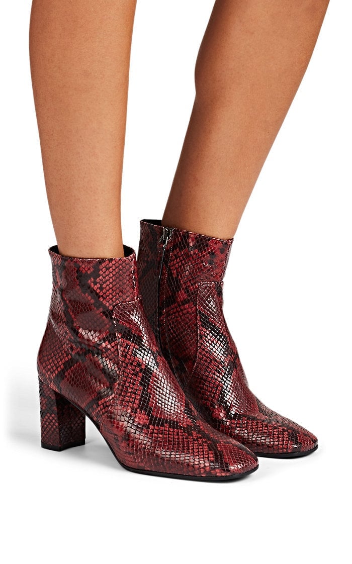 Barneys New York Square-Toe Snakeskin Ankle Boots | If the LA ...