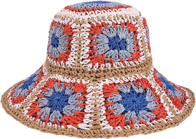 Voilipex Floppy Straw Sun Hat in Floral Red
