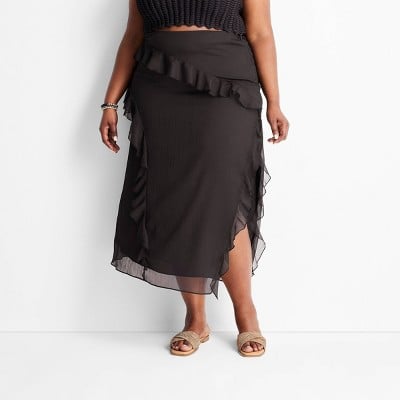 Future Collective with Jeneé Naylor Asymmetrical Ruffle Maxi Skirt