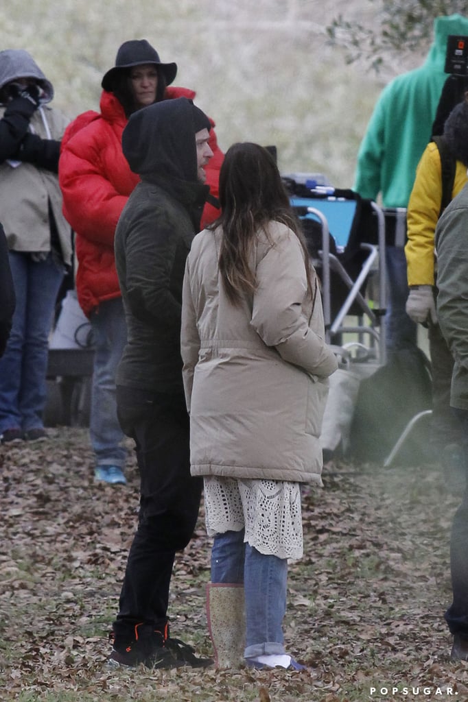 Justin Timberlake Visits Pregnant Jessica Biel on Movie Set