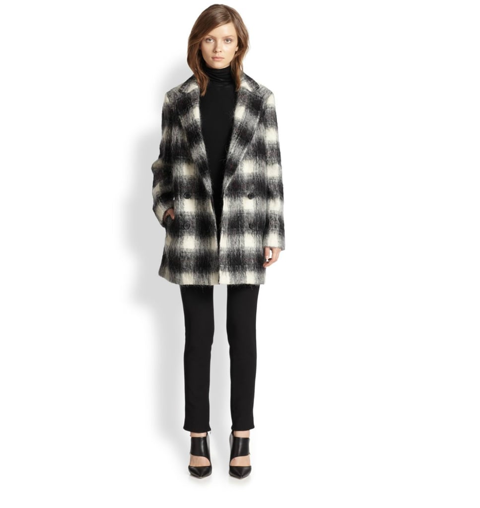 Theory Cafe Lithe Shaggy Plaid Coat
