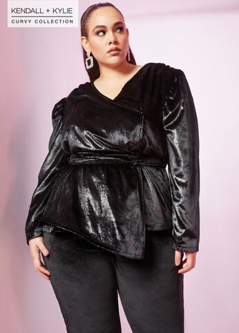 Plus Size Kendall + Kylie Velvet Wrap Top
