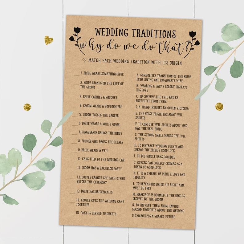 Wedding Traditions Printable Guessing Game