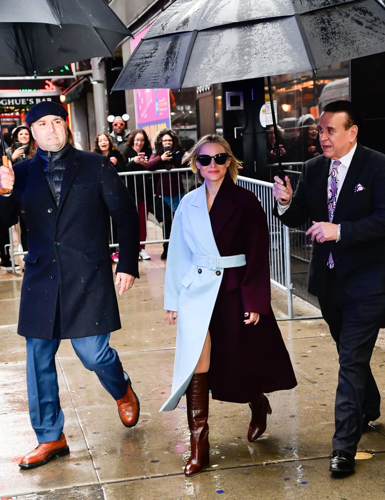 Kristen Bell's Blue and Purple Coat's Giving Us Frozen Vibes