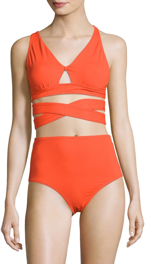 Proenza Schouler Women's Solid V-Neck Bikini Top and Bottom Set